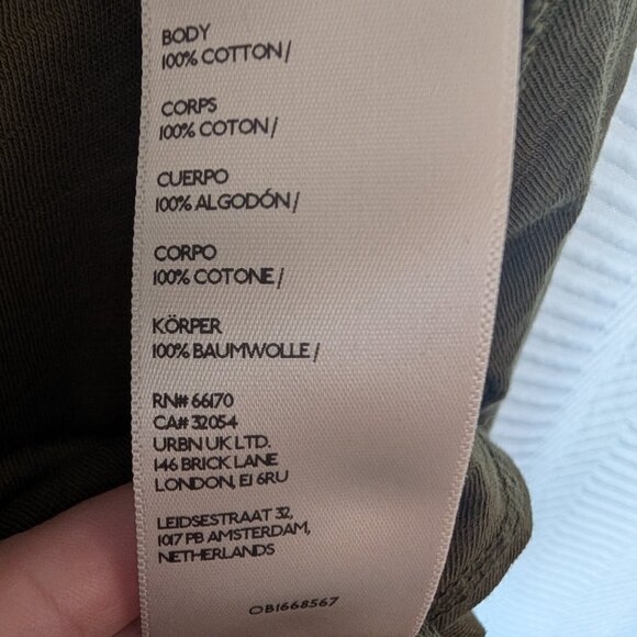 Free People WE THE FREE Hailey Long Sleeve Top Olive Green Small Cotton Casual - Picture 8 of 9